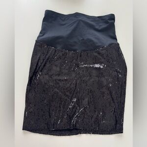 Noir Maternity Black Sequin Skirt Size L